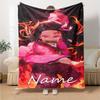 Customiz Name Personality Demon Slayer Nezuko Blanket Soft &Warm Sofa Office Bed Travel Lunch Break Blanket, Gift Suitable All Seasons
