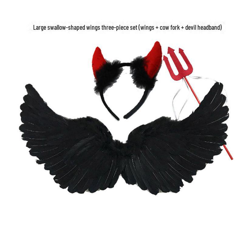 Крылья ангела на Хэллоуин для детей и взрослых – реквизит для костюма с перьями