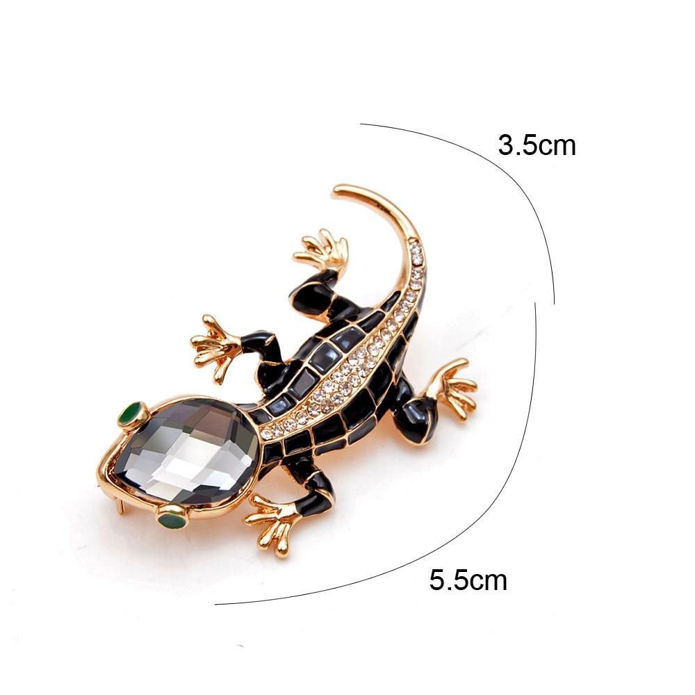 Blucome Crystal Lizard Brooches for Women Cute Fashion Animal Pins Summer Style Shining Jewelry Kids Accessories