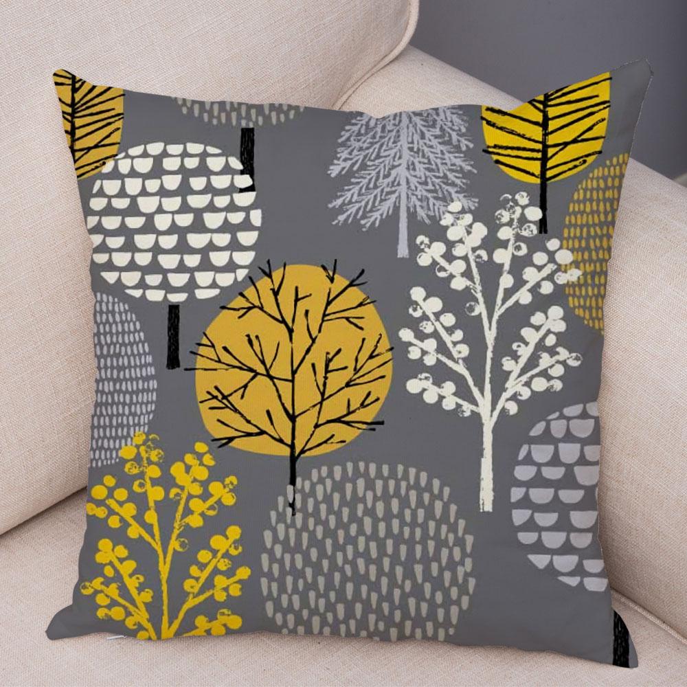 Абстрактное искусство, декоративная наволочка с геометрическим растением, деревом, цветком, диван, домашняя автомобильная наволочка