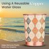 Copper Printed Design 250ML Water Glass with Rust Proof Protection for Home and Office Use Ayurveda and Yoga Health Benefits Glass Set of 6