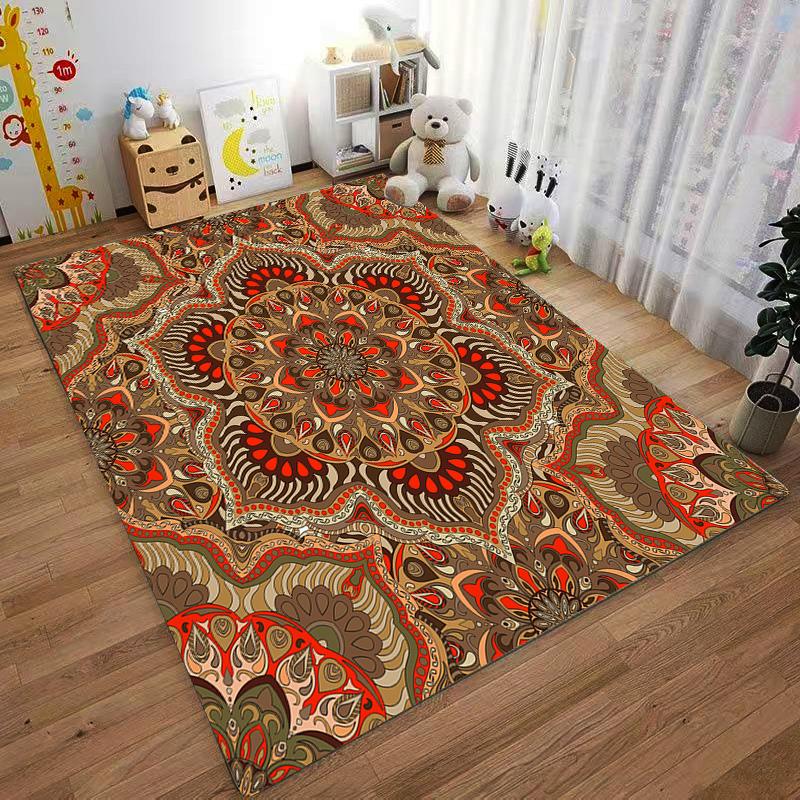 Colorful geometric patterned carpet design Suitable for use as an anti-slip game mat for living room and bedroom sofas