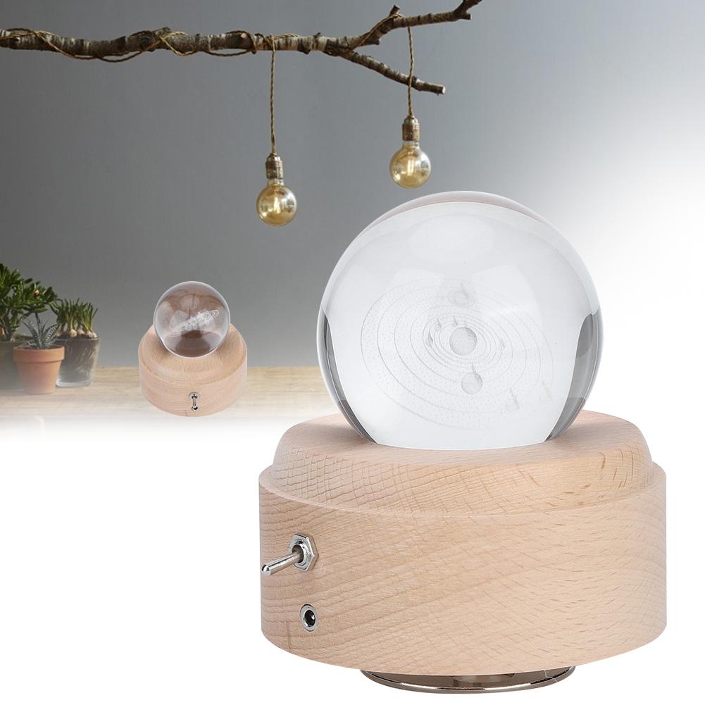 Солнечная система узор хрустальный шар вращающийся музыкальная шкатулка USB зарядка светодиодный ночник для подарка на день рождения