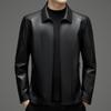 Genuine Leather Jacket Sheepskin Middle-aged Men's Coat Autumn and Winter Casual Business Dad Wear Lapel Leather Jacket