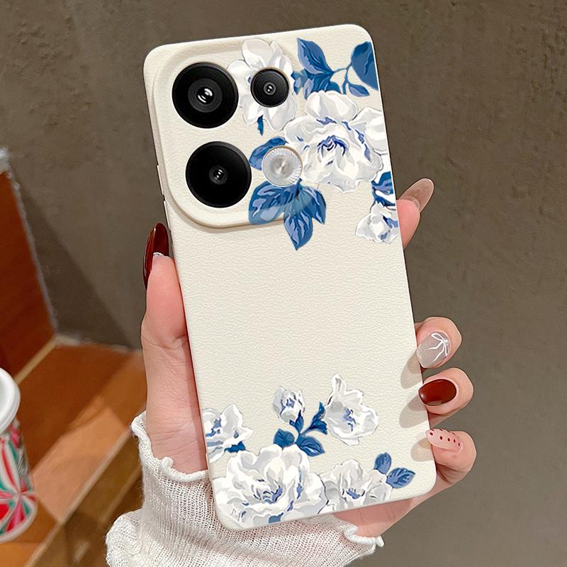 Чехол с цветочным узором белой гардении для Xiaomi 14T 13T 11T Pro Funda Redmi Note 14 13 12 11 Pro 5G 4G Силиконовая накладка с текстурой кожи