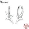 BAMOER Solid 925 Sterling Silver Starry Charm Huggie Hoop серьги легкие серьги-подвески в форме звезды для женщин ювелирные изделия