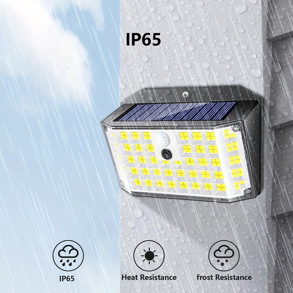 176 High Brightness LED Outdoor Solar Street Lights with Motion and Light Sensors, Suitable for Garage Front Doors, Pool Steps, Fences, Parks