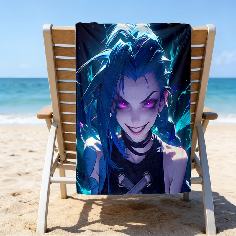 proof beach towel with a Jinx pattern - soft,absorbent,quick-drying,machine washable - perfect for swimming,camping,bathing