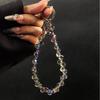 Glitter Crystal Bead Keychain Transparent Phone Lanyard Wrist Crystal Chain  for Women Girls