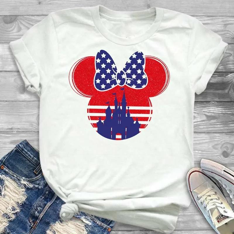 Cartoon Kawaii Tees Mickey Mouse Minnie Leopard Print T Shirt Funny Streetwear T-shirt Casual Tops Gift Unisex