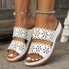Women's Fashion Large Size Slippers Summer New Round Head Hollow Breathable Car Seam Soft Sole Non-slip Wedge Sandals