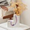 Ceramic Vase Purple Geometry Square Rectangle Abstract Flower Vase Purple Indentation Floral Arrangement Accessories