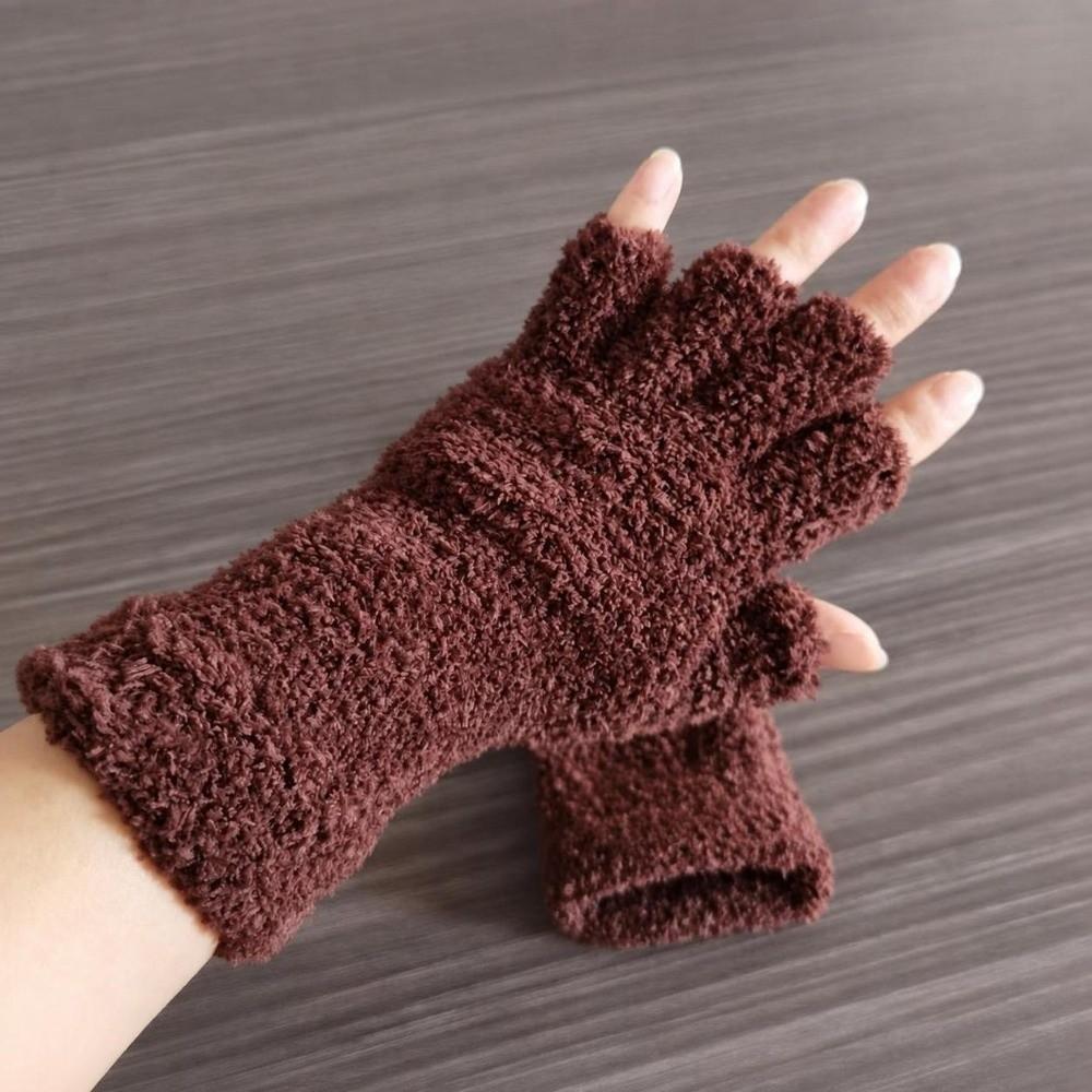 Coral Fleece Touchscreen Gloves Solid Color Writing Gloves Fingerless Gloves for men and women