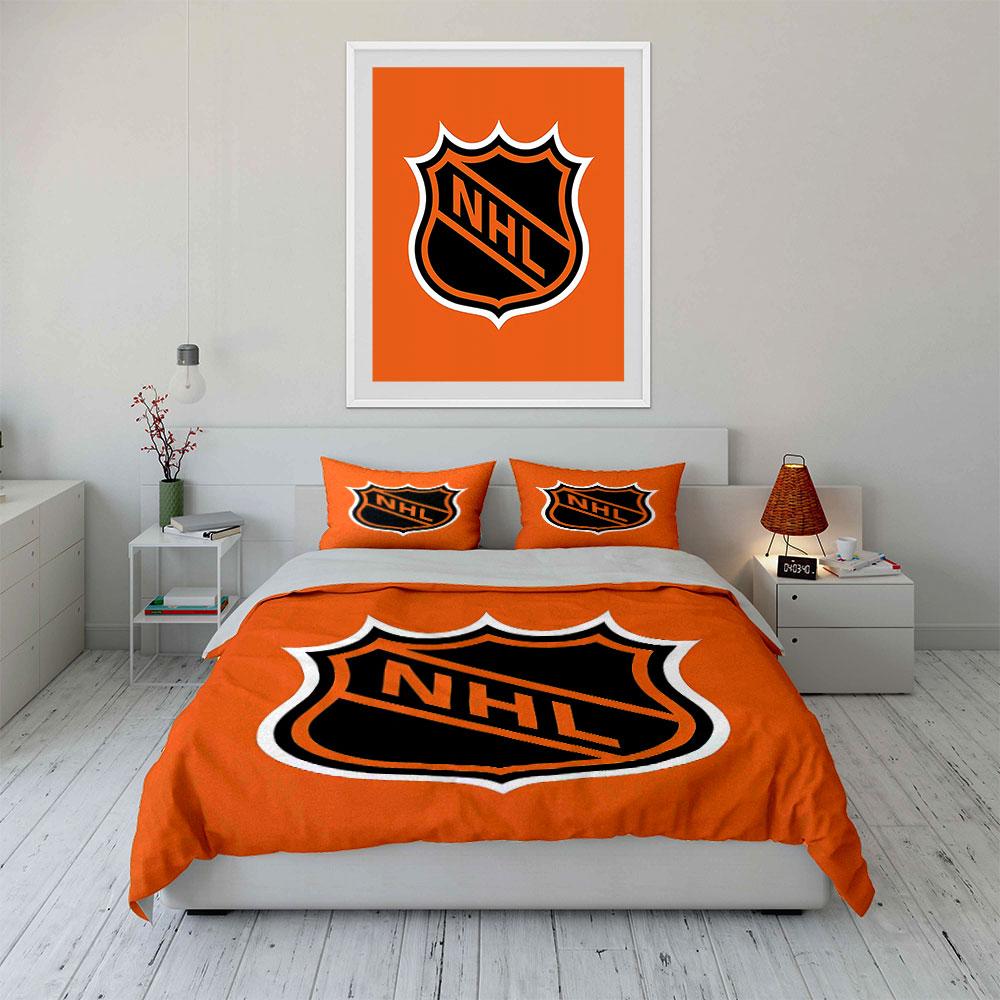 Orange NHL Logo Bedding Set Bedding Duvet Cover Set Duvet Cover Pillowcases (1 * Duvet Cover 2 * Pillowcases, without duvet insert)