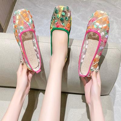 Летние новые сетчатые вышитые туфли на плоской подошве с круглым носком для женщин, мягкие повседневные дышащие мокасины для женщин, Zapatos De Mujer