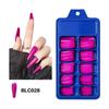 100PcsFalse Nail Wearable Full Cover Solid Color Pointed Long Ballerina Blue Pink Nail Tips False Nail Stickers