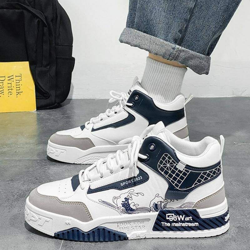 Мужские кроссовки высокие повседневные туфли модные кожаные беговые кроссовки дизайнерская легкая вулканизированная обувь платформа уличная мужская обувь