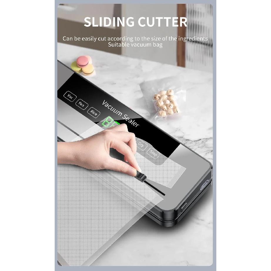 Food Vacuum Sealer Machine Dry Wet Food Vacuum Packaging Machine with UV Kitchen Food Storage Sealing Machine Built-in Cutter