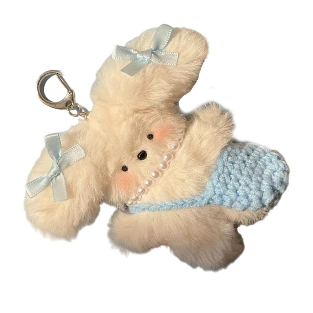 Lovely Dog Keychain Charm Decoration Comfortable Keyring with Bowknot Dog Lovely Key Accessory for Girls and Ladies