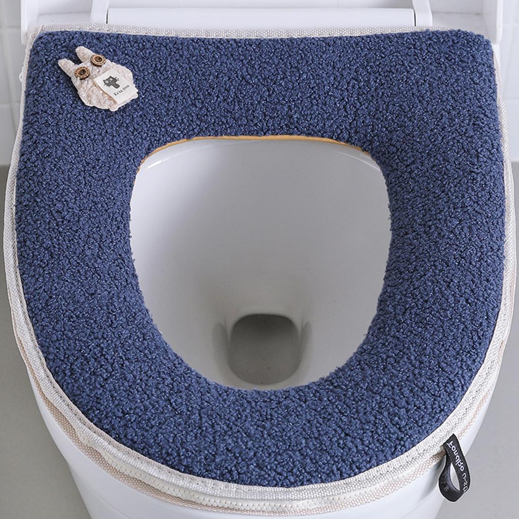 Подушка для сиденья унитаза Милый плюшевый бархатный чехол для сиденья унитаза на молнии Чехол для сиденья унитаза Стиральная машина Защитный чехол для унитаза Унитаз