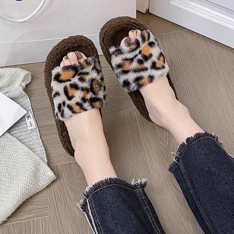 Зима Новые Женские Плоские Удобные Матовые Теплые Роскошные Модные Нескользящие Толстая Подошва Можно Носить На Улице Тапочки Женская Обувь