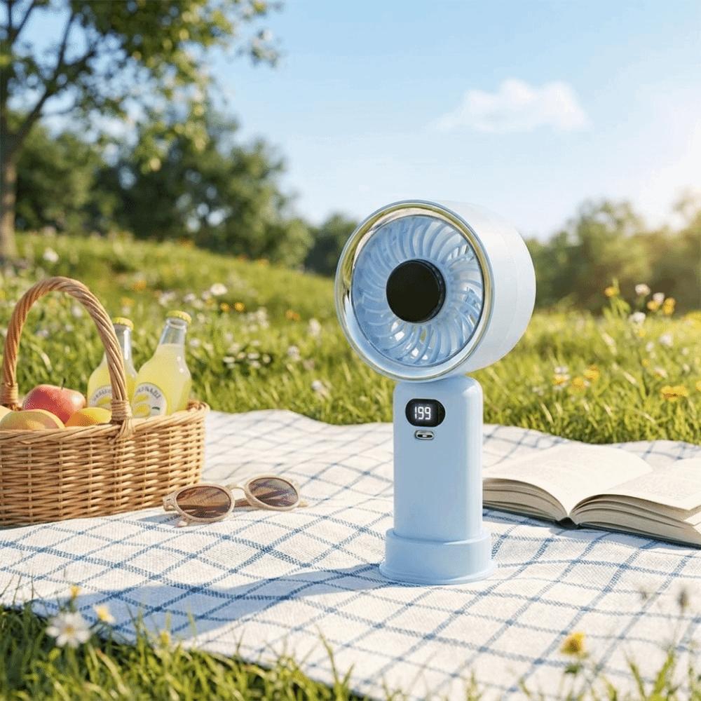 USB Rechargeable Handheld Fan Digital Display Personal Fan Portable Fan Student Use