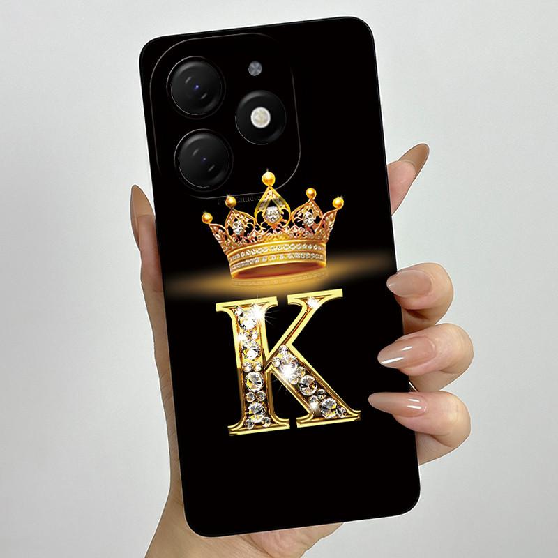 Чехол для Infinix Smart 8 X6525 Корона Буква Мягкие Чехлы для Телефона Для Infinix Smart 8 Pro Smart8 HD PLUS Защита Камеры Задняя Крышка