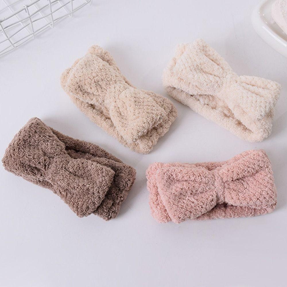 Hair Shower Headband Fuzzy Towel Headband for Washing Face Spa Headband Bowtie Makeup Headband