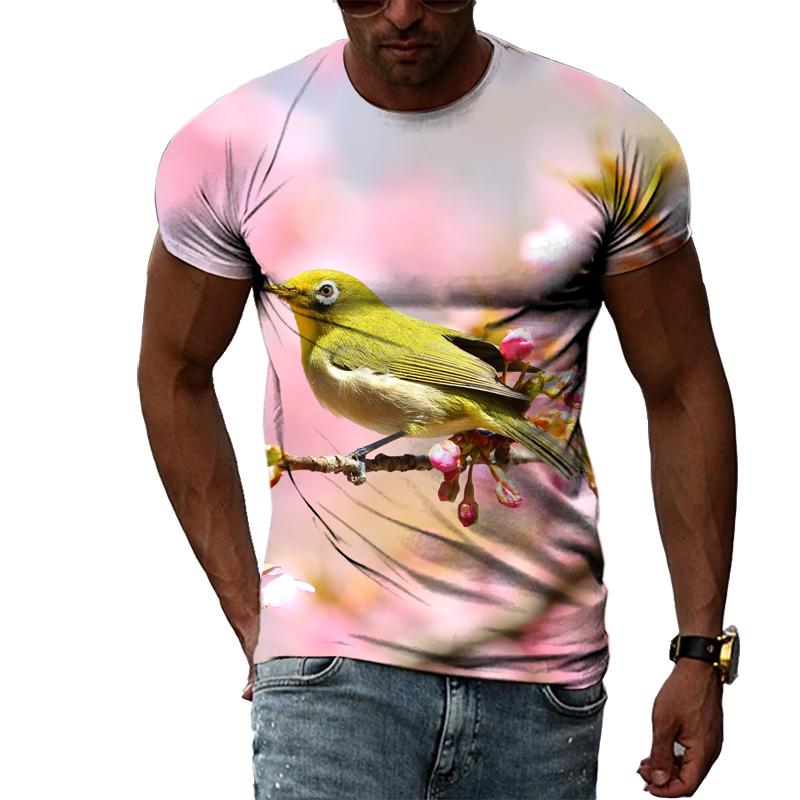 Летние мужские футболки с животными и птицами, модные повседневные футболки с короткими рукавами с 3D принтом, топ в стиле Харадзюку в стиле хип-хоп с круглым вырезом