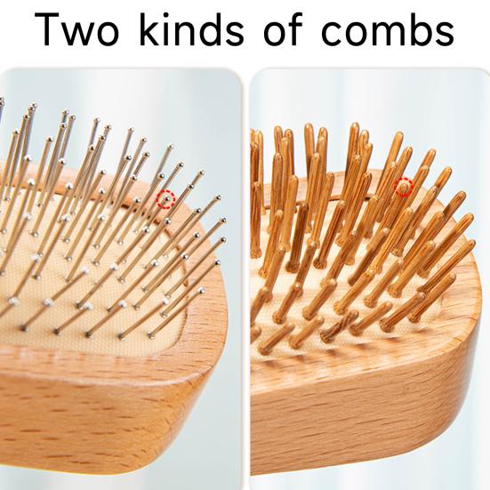 Массажная щетка для волос с бамбуковыми/стальными иглами, портативная для мужчин и женщин, прямоугольная деревянная расческа для распутывания волос, парикмахерский инструмент
