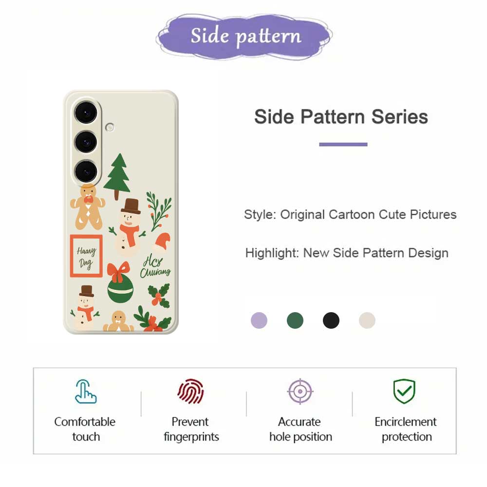 For Samsung Galaxy S25+ Case Christmas Snowman Pattern Printing Straight Edge TPU Phone Back Cover