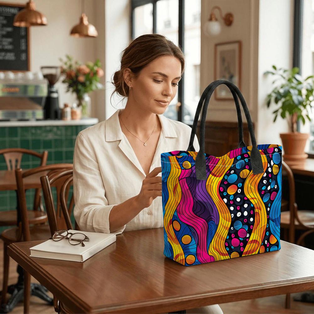  Colorful Graffiti Tote Bag Casual Large Capacity Portable Daily Shoulder Handbag