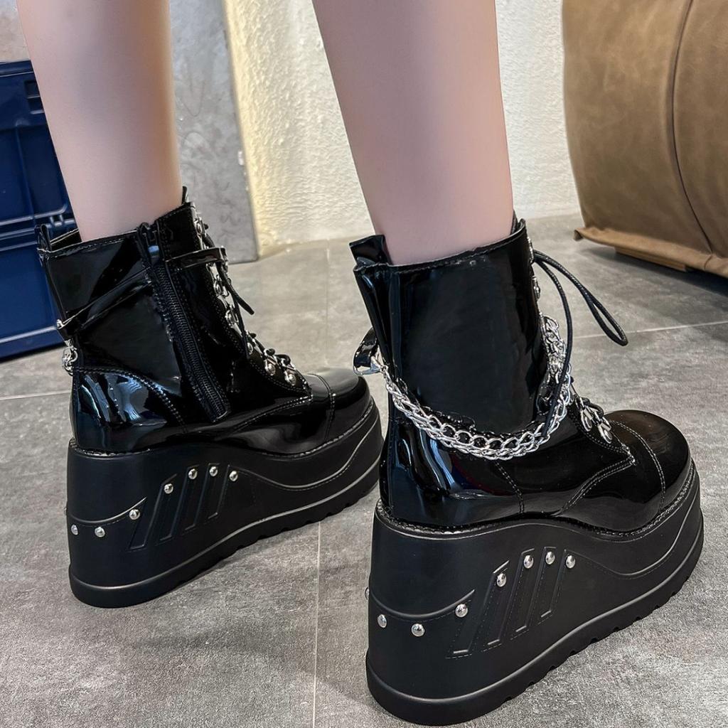 Осенне-зимние толстые полусапожки с круглым носком, модные и удобные, большого размера, низкие женские сапоги