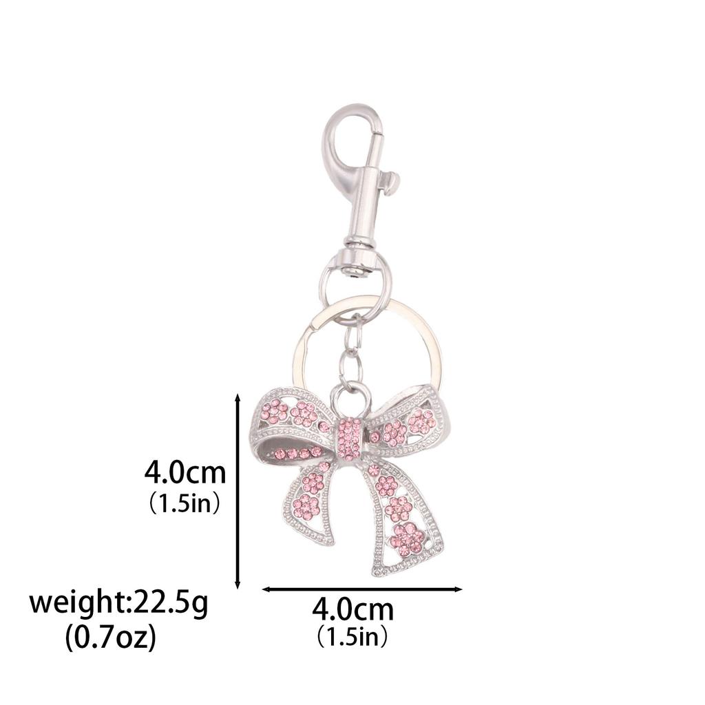 Full Rhinestone Bowknot Y2K Keychains for Women Bag Charm Pendant Car Keyrings Creative Letter D Key Chains Fashion Key Rings