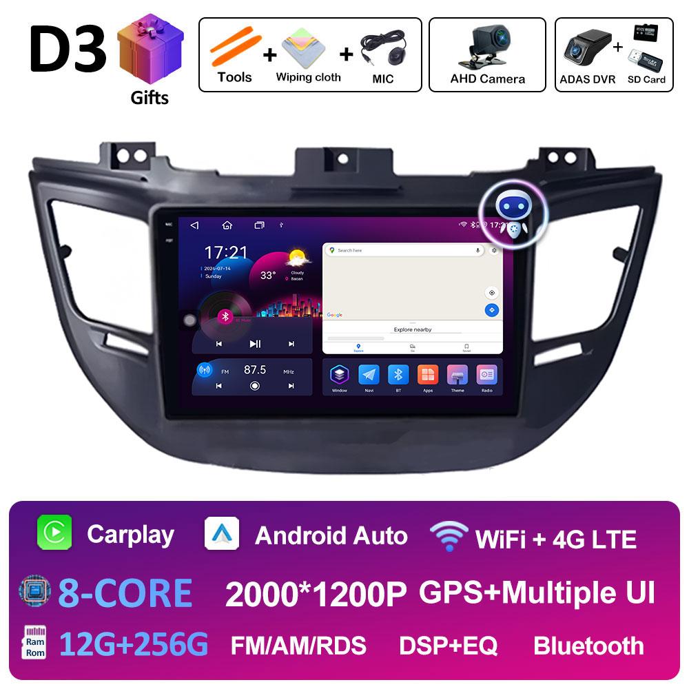 9-дюймовый Android 14 для Hyundai Tucson IX35 3 2015 2016 2017 2018 автомобильный видео радио мультимедийный плеер QLED IPS экран головное устройство WIFI