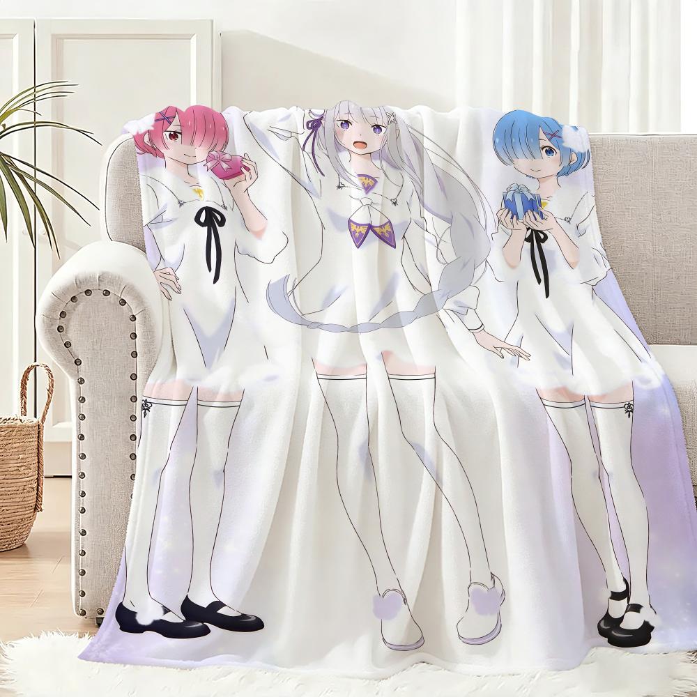 ReZero Anime Throw Lightweight 240g Flannel Blanket Soft Skin-friendly for Summer Cooling