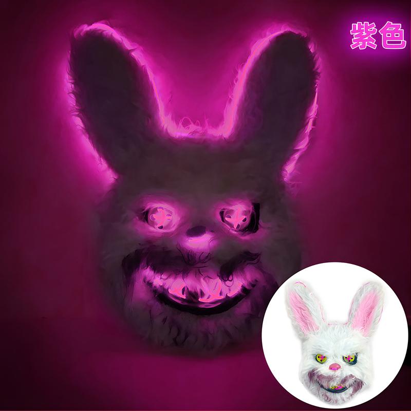 Halloween Luminous Animal Mask Horror Bloody Rabbit Bear Decoration Prop Simulation Fur Mask Role Playing Costume Party Decorati
