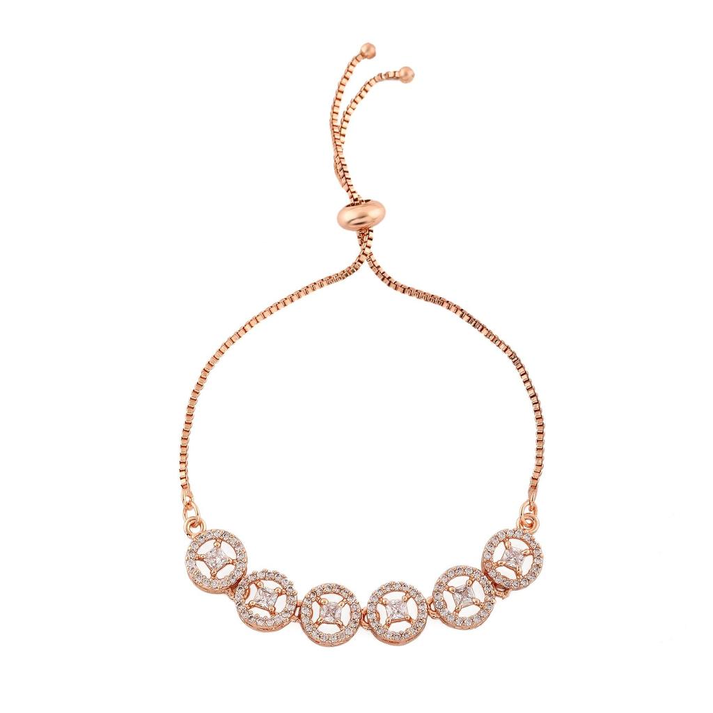 Женский вращающийся браслет с блестками Estele из розового золота с CZ