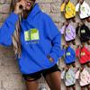 Women's Fashion Casual Print Hooded Sweatshirt Loose Sports Tops Pullover