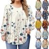 Womens Plus Size Tops Long Sleeve Shirts Round Neck Flowy Tunic Casual Loose Blouse L-5X