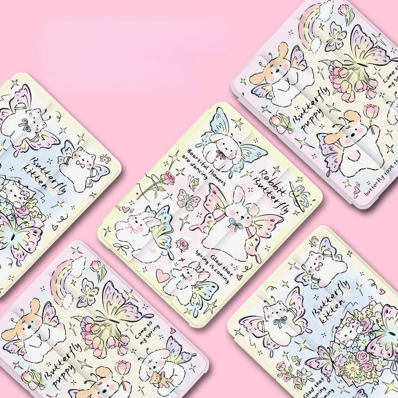Для iPad Air6 чехол Cute Butterfly Puppy Pattern iPad тройной чехол для iPad Air4 Air5 2022 gen10 10,9 Pro11 Pro13 2024 с подставкой для карандашей