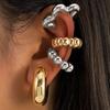 4 шт./комплект Панк Неправильный Клипса-серьга C-образной формы для Женщин Модный Без Прокола Цветочный Кафф для Уха Серьга для Хряща Серьги с Цирконами Аксессуары