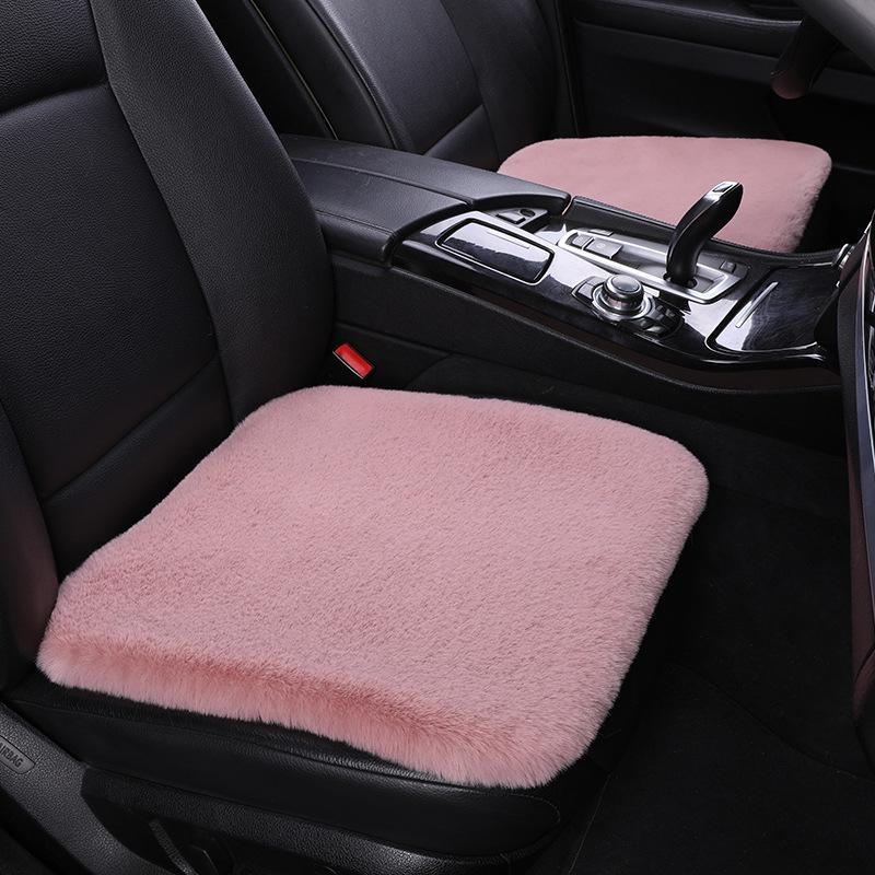 Комплект плюшевых зимних подушек для автомобильных сидений: Нескользящий, утолщенный мех кролика, универсальная посадка