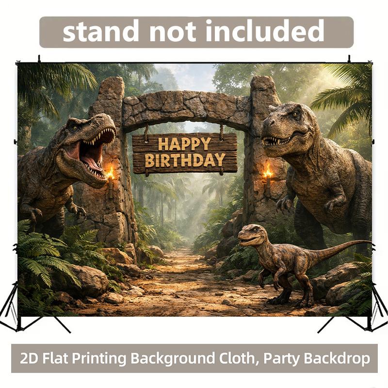 1 piece of 2D background fabric polyester background fabric for a birthday party in a dinosaur jungle birthday party banner