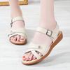 Летние сандалии на плоской подошве, мягкая подошва, удобная для матерей среднего и круглого возраста, пожилые женщины, повседневная обувь большого размера