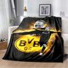 Borussia Dortmund BVB Erling Haaland Throw Blanket, Fire Effect Football Star Print Soft Flannel Blanket Fan Gift