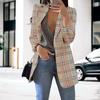Женский пиджак с лацканами, длинный рукав, открытый спереди, пиджак