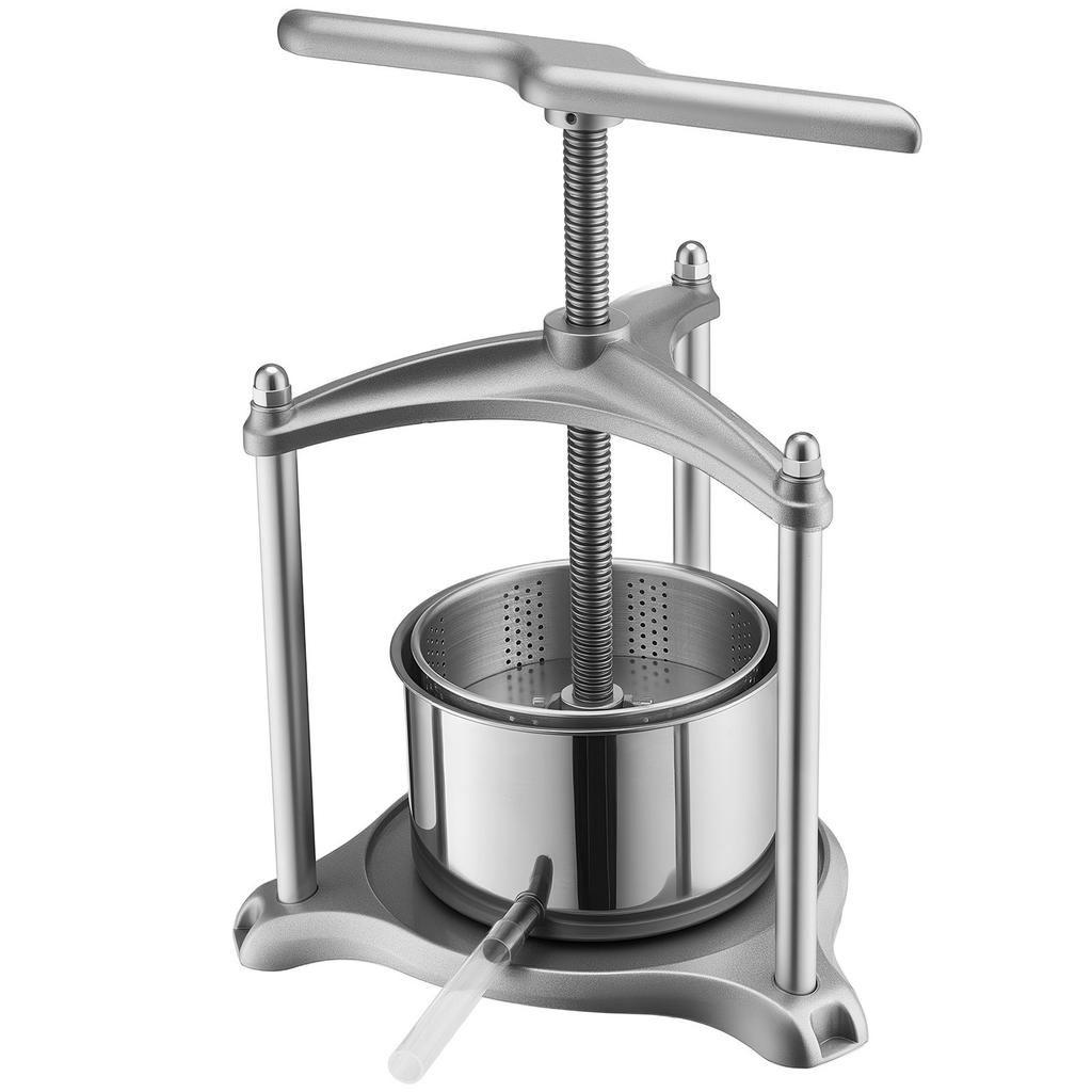 Fruit Wine Press, 0.8 Gallon/3L, Stainless Steel Manual Juice Maker with Powerful T-Shaped Handle, Juice Making for Apple/Grape/Orange/Berry,