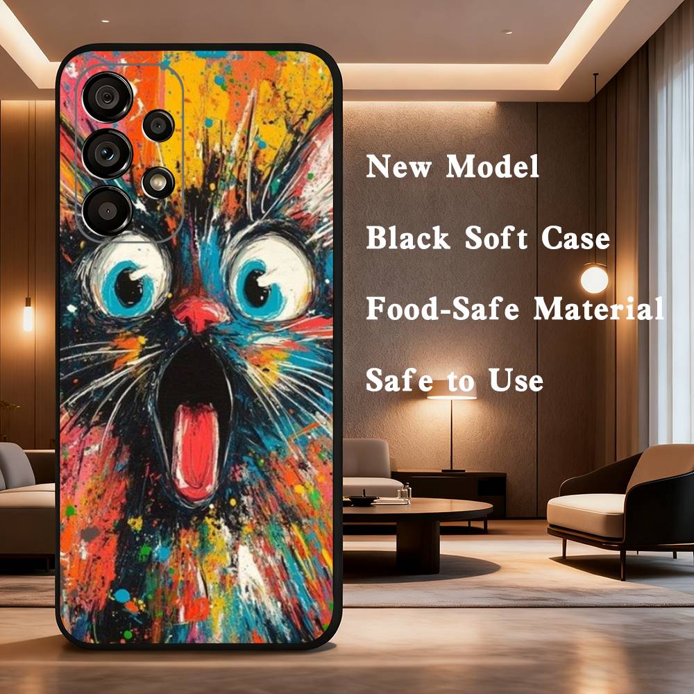 Чехол для телефона 'Art Formula Cat Graffiti' Мягкий черный защитный чехол для Samsung Galaxy A32, A10, A71, A11, A12, A13, A31, Note 10 и др.