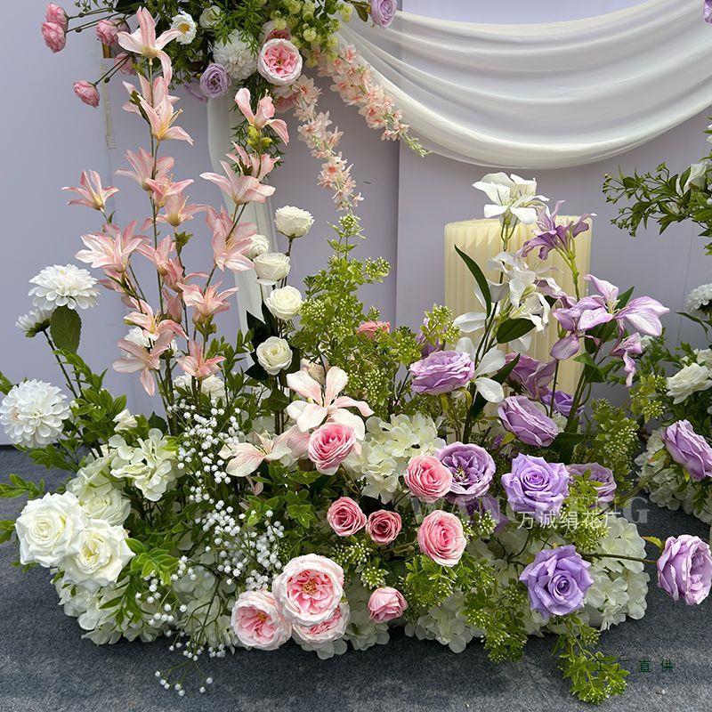 Mori Style Pink & Purple Cymbidium Flower Row for Wedding Aisle & Banquet Decoration